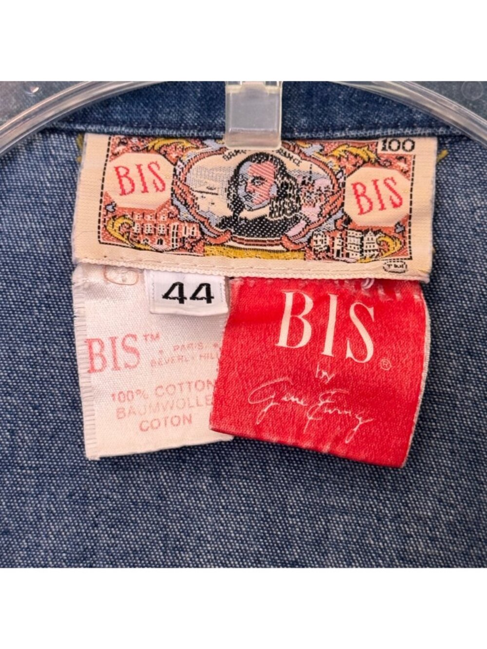 Vintage BIS Denim Shirt Women's Size 44 - US 12 Blazer Style Long Sleeved 1980s - Picture 3 of 16